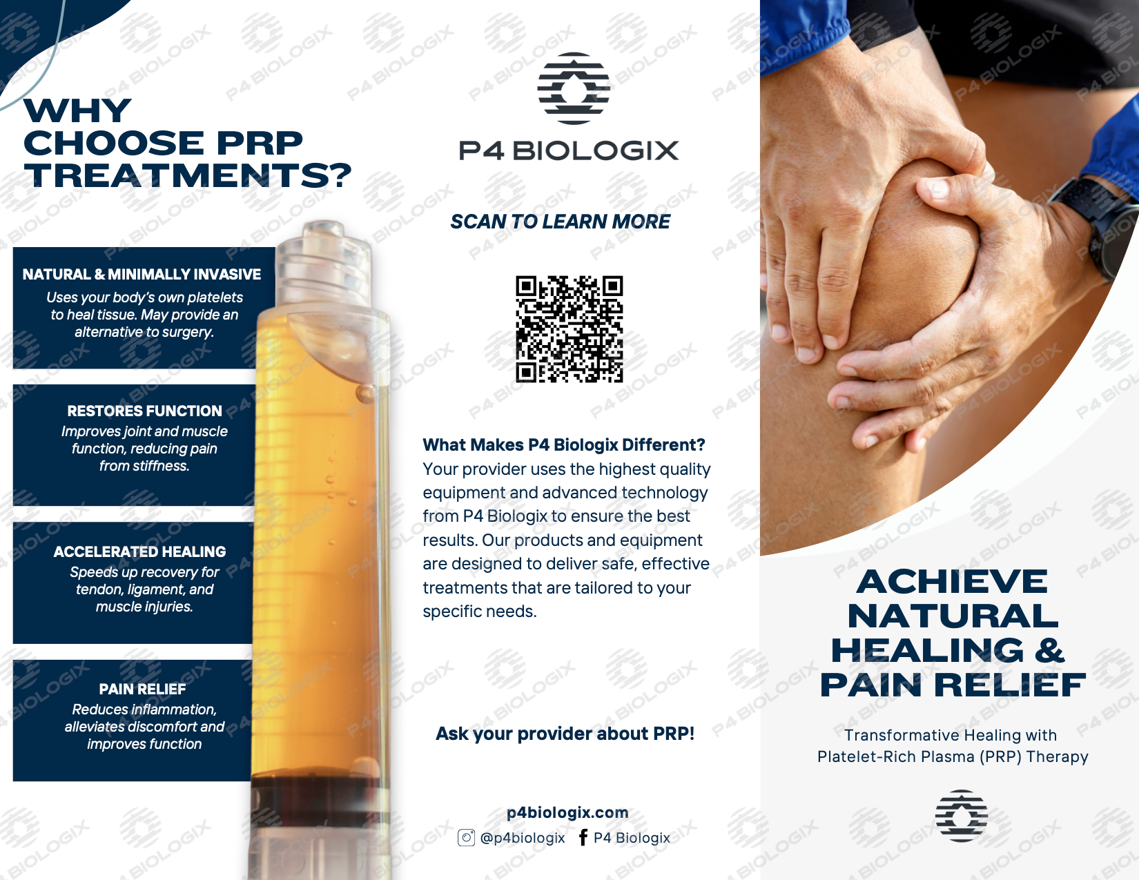 PRP for Pain Relief & Healing Marketing Brochure- Pack of 50